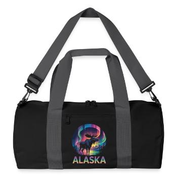 Nature et aventure – Motif du paysage de l’Alaska - Sac de sport recyclé - noir/gris graphite - Devant