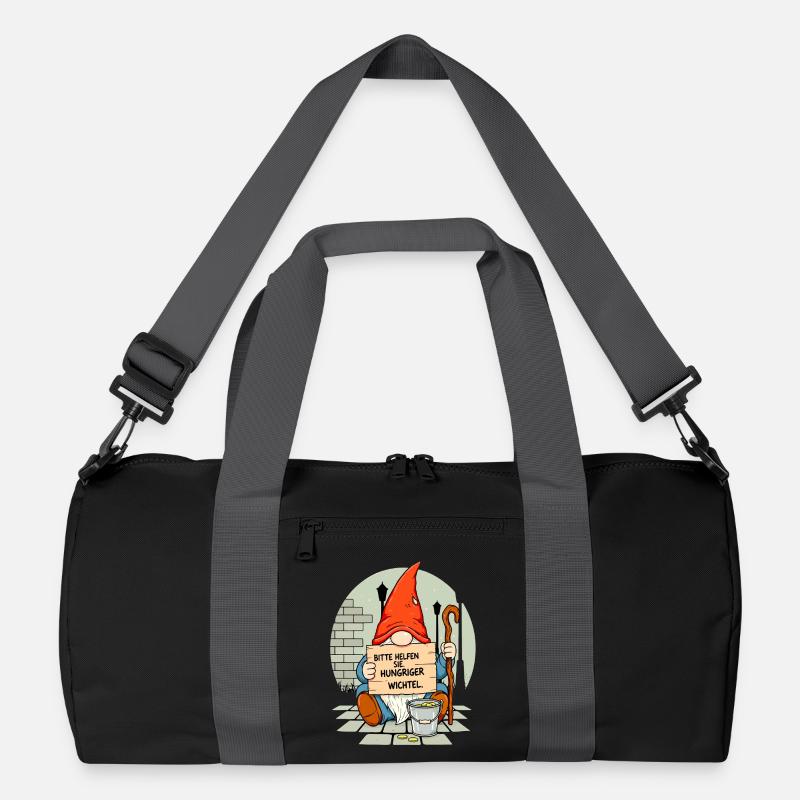 Hungeriger Wichtel | Bitte Helfen Sie Gnome  Recycelte Duffel Bag