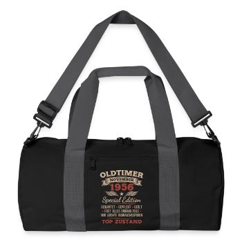 Cadeau 70ème anniversaire Voiture Ancienne Novembre 1956 - Sac de sport recyclé - noir/gris graphite - Devant