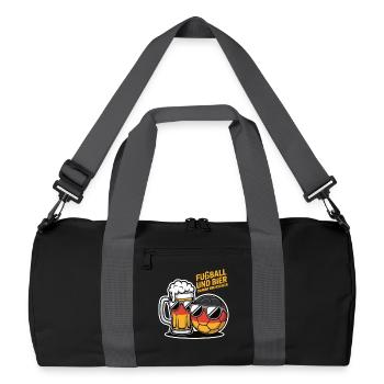 Football and Beer – Germany Fan Saying - Recycled Duffel Bag - black/graphite grey - Front