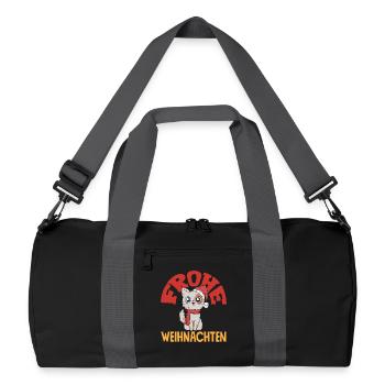 Merry Christmas Cat with Santa Hat - Recycled Duffel Bag - black/graphite grey - Front