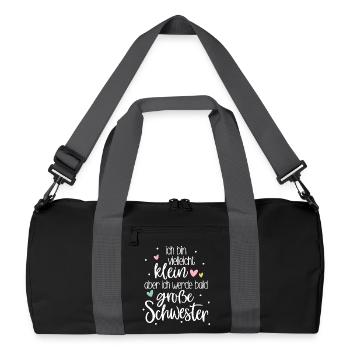 Je suis petite mais je vais bientôt être grande sœur - Sac de sport recyclé - noir/gris graphite - Devant