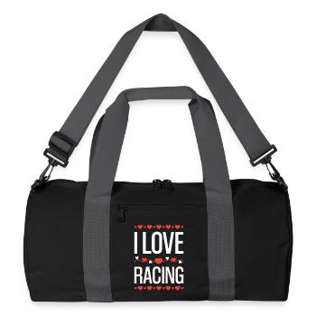 J’adore le design de cœur de course - Sac de sport recyclé - noir/gris graphite - Devant