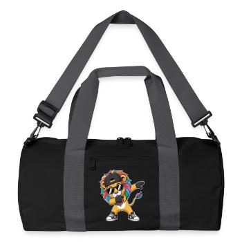 Dabbing Lion avec casquette – Roi Streetstyle coloré - Sac de sport recyclé - noir/gris graphite - Devant