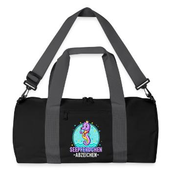 Seahorse Badge Purple Swimming Kids - Recycled Duffel Bag - black/graphite grey - Front