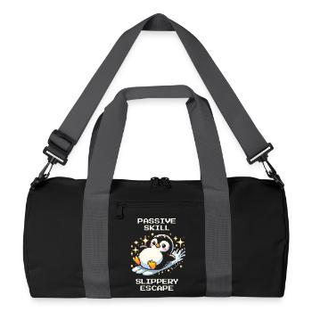 Slippery Escape | Pinguin Skill Humor - Recycelte Duffel Bag - Schwarz/Graphitgrau - Vorne