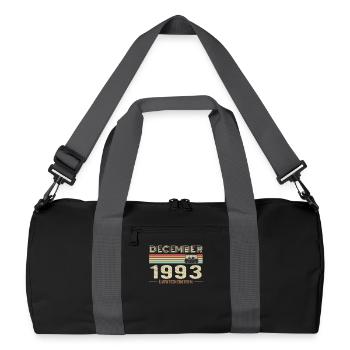 December 1993 Birthday December 1993 December - Recycled Duffel Bag - black/graphite grey - Front