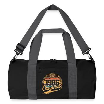 Original 1986 Vintage Living Legend 40. Geburtstag - Recycelte Duffel Bag - Schwarz/Graphitgrau - Vorne