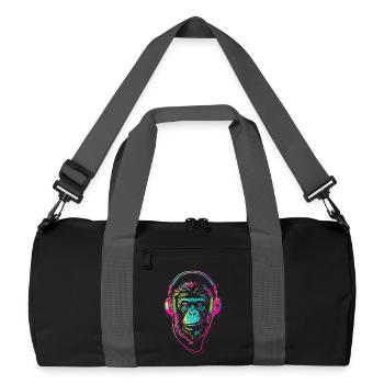 Neon monkey with headphones - Recycled Duffel Bag - black/graphite grey - Front