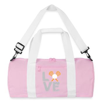 Love Lacrosse Minimal Stick Ball Sports Lifestyle - Recycled Duffel Bag - pink/white - Front