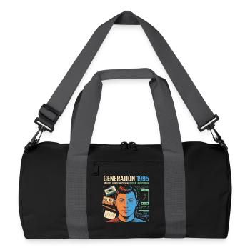 Generation 1995: Analog trifft Digital - Recycelte Duffel Bag - Schwarz/Graphitgrau - Vorne