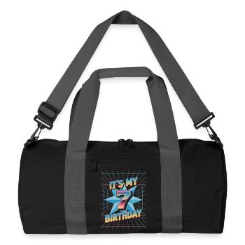7th Birthday Gift in Cool 80s Style - Recycled Duffel Bag - black/graphite grey - Front