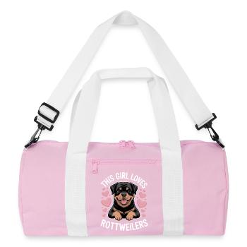 Rottweiler Spruch Mädchen Fun Rottweiler Geschenk - Recycelte Duffel Bag - Rosa/Weiß - Vorne