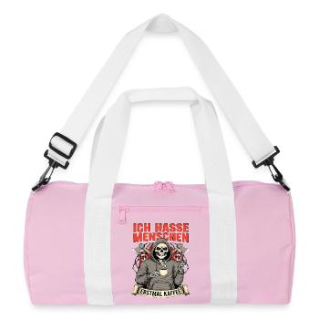 Ich Hasse Menschen Erstmal Kaffee Skelett Fun - Recycelte Duffel Bag - Rosa/Weiß - Vorne