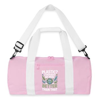 Plastique? Je pensais qu’on valait mieux que ça – - Sac de sport recyclé - rose/blanc - Devant