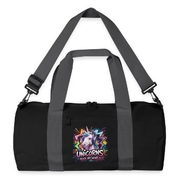 Unicorns Rock My World Imaginative Motif - Recycled Duffel Bag - black/graphite grey - Front