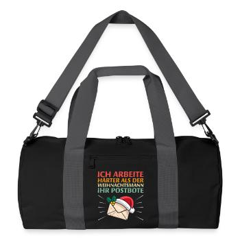 Postbote ARBEITE HÄRTER ALS DER WEIHNACHTSMANN - Recycelte Duffel Bag - Schwarz/Graphitgrau - Vorne