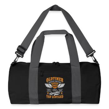  Oldtimer Dezember 1975 | Geburtstag Geschenk - Recycelte Duffel Bag - Schwarz/Graphitgrau - Vorne