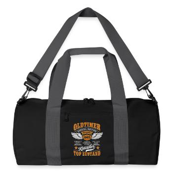 Oldtimer Dezember 1965 | Geburtstag Geschenk - Recycelte Duffel Bag - Schwarz/Graphitgrau - Vorne