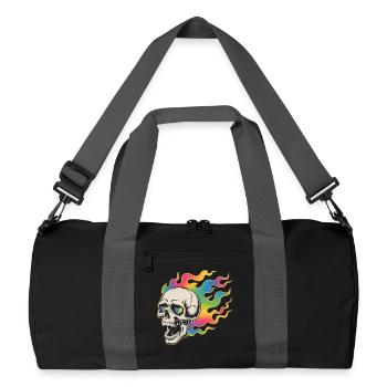 Psychedelischer Totenkopf im Feuerdesign - Recycelte Duffel Bag - Schwarz/Graphitgrau - Vorne