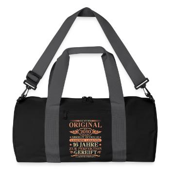 2010 Jahrgang Absolut Einmalig 16. Geburtstag - Recycelte Duffel Bag - Schwarz/Graphitgrau - Vorne