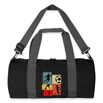 Retro Silhouette Football Pattern - Recycled Duffel Bag - black/graphite grey - Front