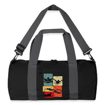 Motif de silhouettes de chars vintage - Sac de sport recyclé - noir/gris graphite - Devant