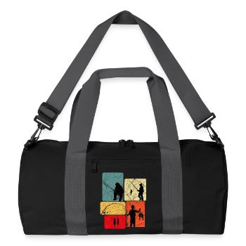 Fishing Silhouettes Retro Look - Recycled Duffel Bag - black/graphite grey - Front