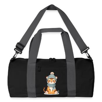 Tigre d’hiver avec casquette - Sac de sport recyclé - noir/gris graphite - Devant