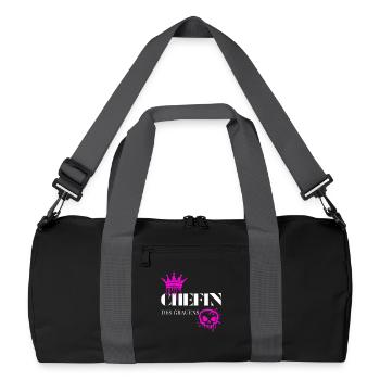 Chefin des Grauens – Witziger Frauen Spruch - Sac de sport recyclé - noir/gris graphite - Devant