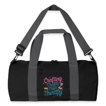 Crafting ist billiger als Therapie - Recycelte Duffel Bag - Schwarz/Graphitgrau - Vorne
