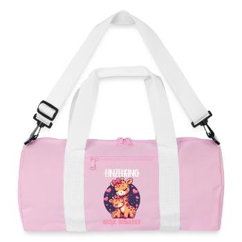 Big Sister Giraffe Sibling - Recycled Duffel Bag - pink/white - Front