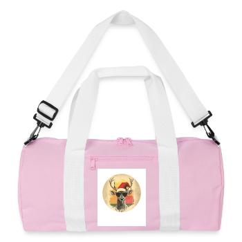 Rentier Hirsch Geweih Reindeer Vintage Weihnachten - Recycelte Duffel Bag - Rosa/Weiß - Vorne