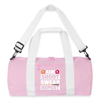 Aim shoot swear funny billiards billiard player - Recycled Duffel Bag - pink/white - Front