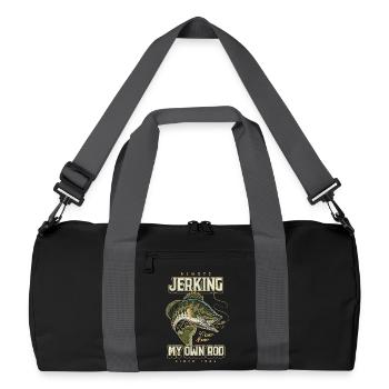 Immer mit meiner Rute zucken Lustiges Angeln Geboren 1964 - Recycelte Duffel Bag - Schwarz/Graphitgrau - Vorne