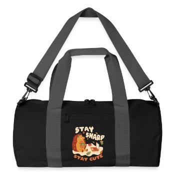 Igel Tag Hedgehog Day Stay Sharp Stay Cute - Recycelte Duffel Bag - Schwarz/Graphitgrau - Vorne