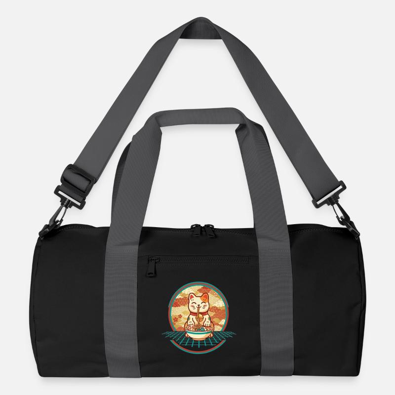 Maneki Neko Ramen Lucky Charm Cat Recycled Duffel Bag
