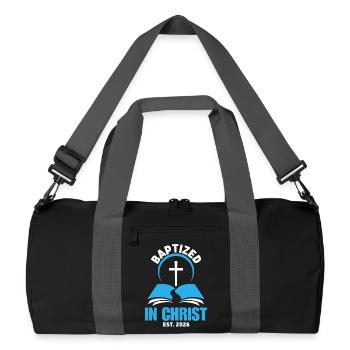 Baptized in Christ est 2026 Christian Baptism - Recycled Duffel Bag - black/graphite grey - Front