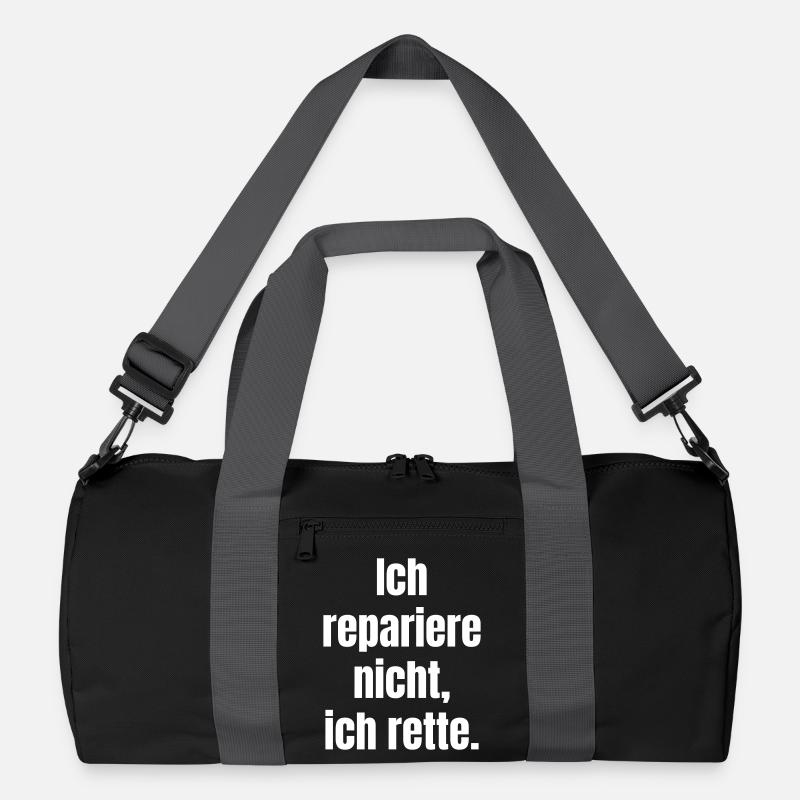Ich rette, nicht reparieren - Recycelte Duffel Bag - Schwarz/Graphitgrau