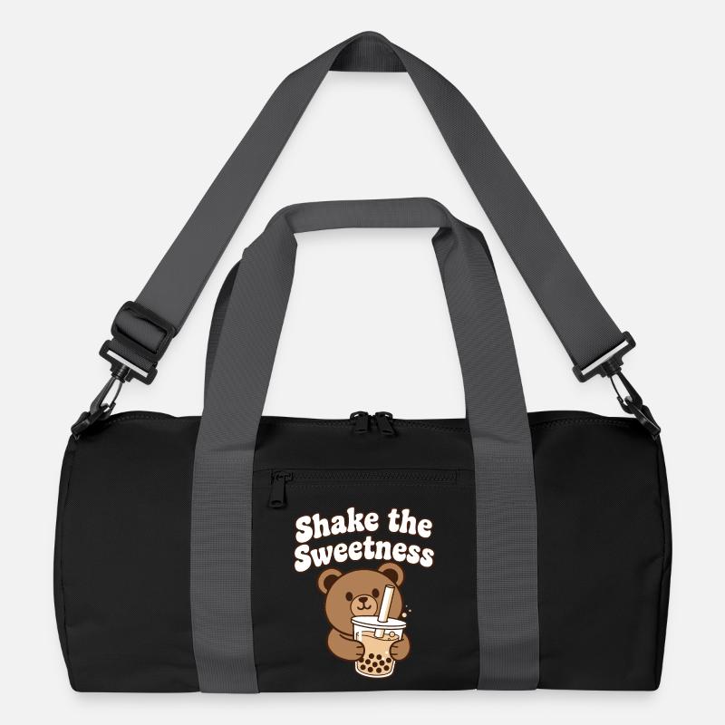 Kawaii Bär mit Bubble Tea Recycelte Duffel Bag
