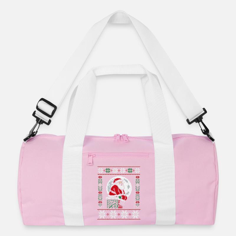 Weihnachts-Pixelkunst-Weihnachtsmann auf Kaminsims Recycelte Duffel Bag