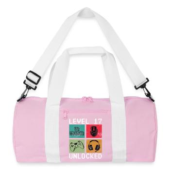 Level 17 Unlocked Retro Gamer - Recycelte Duffel Bag - Rosa/Weiß - Vorne