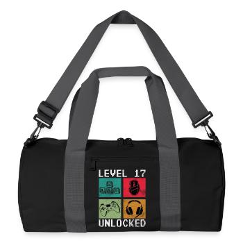 Level 17 Unlocked Retro Gamer - Recycelte Duffel Bag - Schwarz/Graphitgrau - Vorne