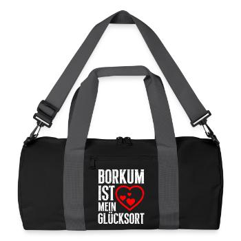 BORKUM IST MEIN GLÜCKSORT Lustiges - Recycelte Duffel Bag - Schwarz/Graphitgrau - Vorne
