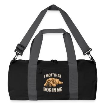 Shar Pei Hunde Humor Spruch Geschenkidee - Recycelte Duffel Bag - Schwarz/Graphitgrau - Vorne