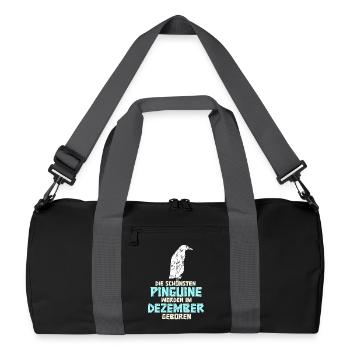 December Birthday Penguin Saying Funny - Recycled Duffel Bag - black/graphite grey - Front
