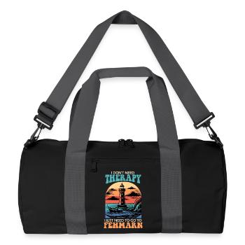 Ostsee BRAUCHE KEINE THERAPIE MUSS NACH FEHMARN - Recycelte Duffel Bag - Schwarz/Graphitgrau - Vorne
