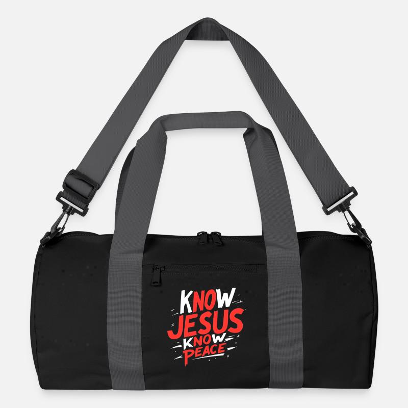 Kenne Jesus, kenne Frieden Recycelte Duffel Bag