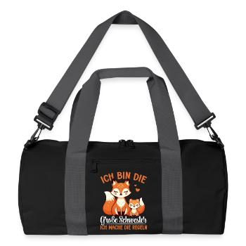 Big Sister Fox Lover Sibling - Recycled Duffel Bag - black/graphite grey - Front