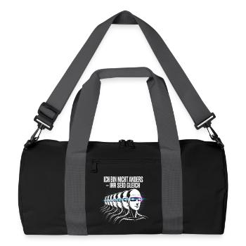 Je ne suis pas différent – tu es pareil - Sac de sport recyclé - noir/gris graphite - Devant